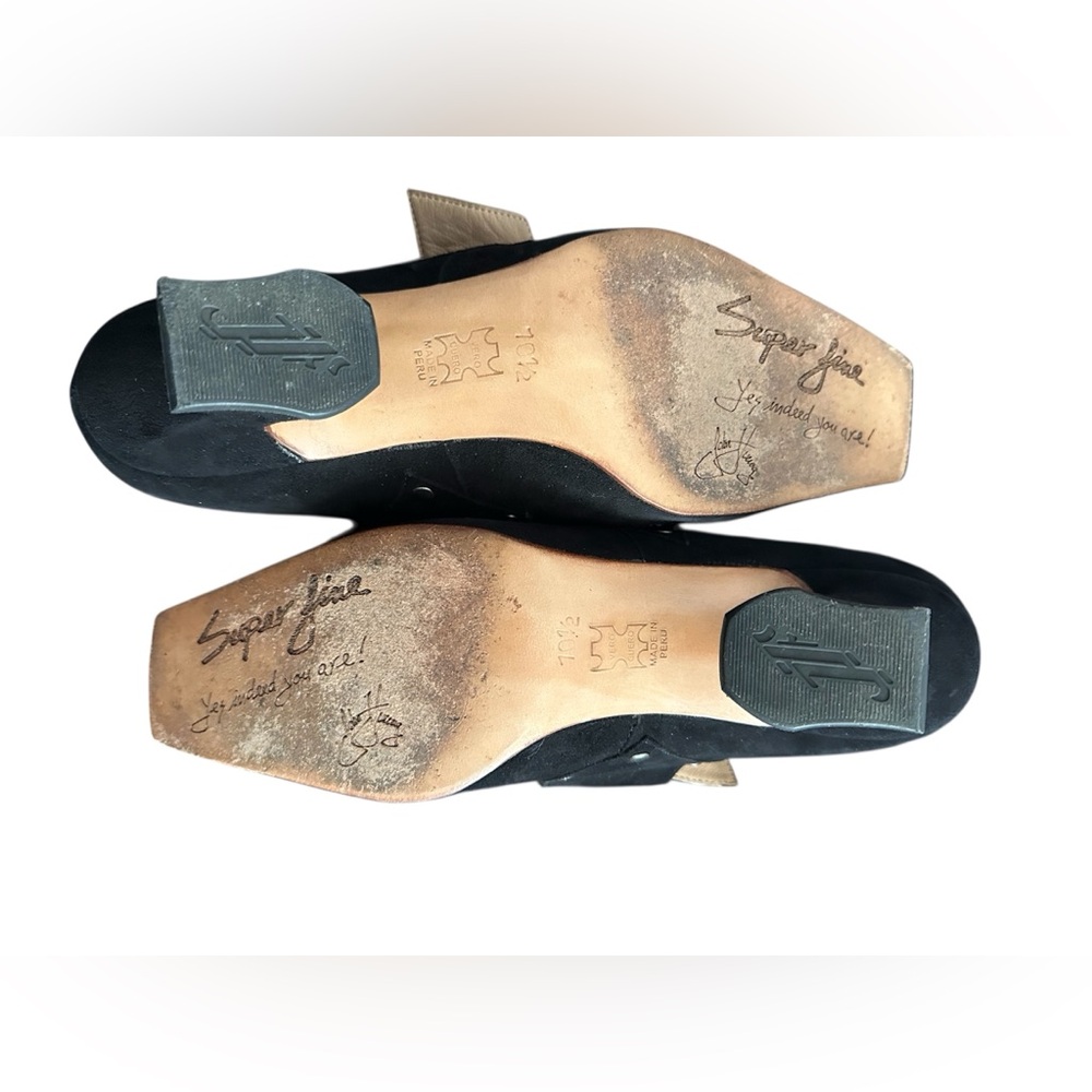 John Fluevog Black Suede Bishop Buckled Heels sz 10.5 EUC whimsigoth loafers - Picture 14 of 16